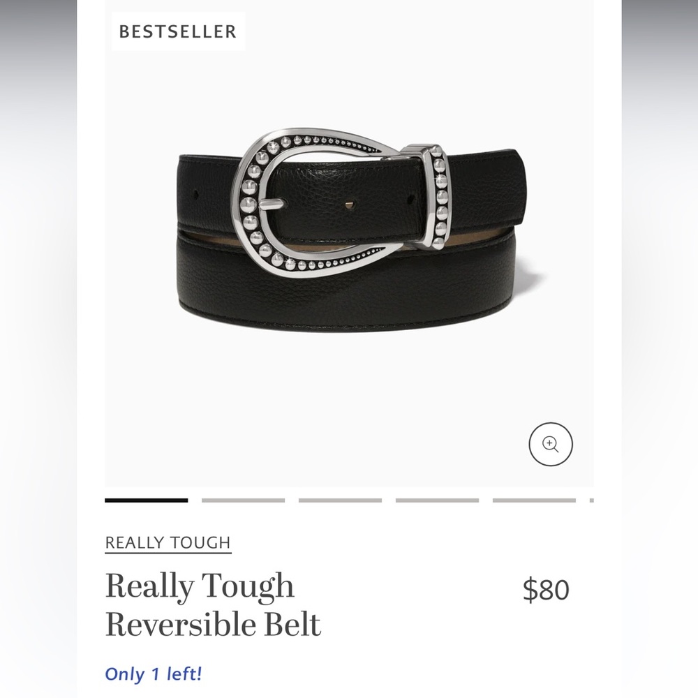 Brighton Really Tough Reversible Leather Belt with Decorative Silver Buckle